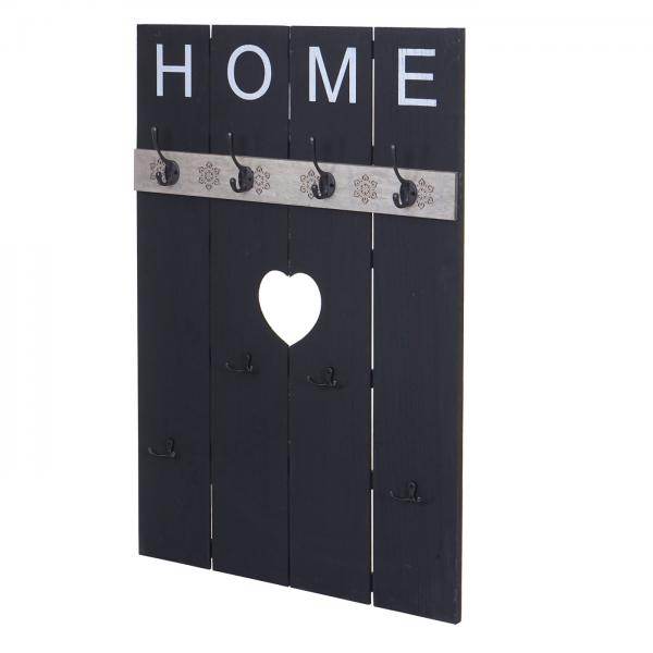 Wandgarderobe Garderobenpaneel Shabby-Look Vintage, 8 Haken 91x60cm ~ dunkelgrau, shabby - Palo24