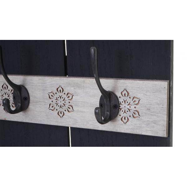 Wandgarderobe Garderobenpaneel Shabby-Look Vintage, 8 Haken 91x60cm ~ dunkelgrau, shabby - Palo24