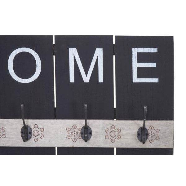 Wandgarderobe Garderobenpaneel Shabby-Look Vintage, 8 Haken 91x60cm ~ dunkelgrau, shabby - Palo24
