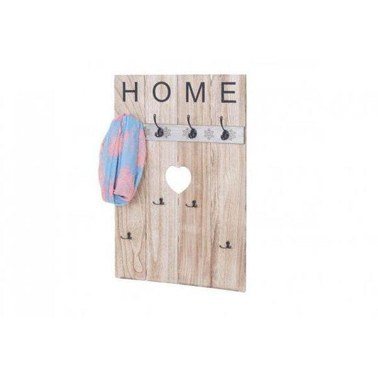 Wandgarderobe Garderobenpaneel Shabby-Look Vintage, 8 Haken 91x60cm ~ naturbraun - Palo24