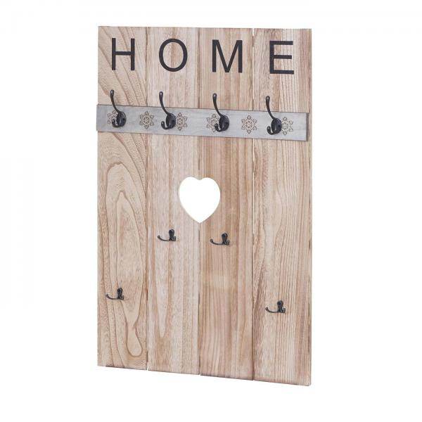 Wandgarderobe Garderobenpaneel Shabby-Look Vintage, 8 Haken 91x60cm ~ naturbraun - Palo24