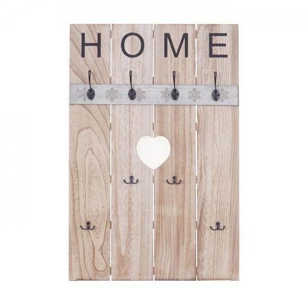 Wandgarderobe Garderobenpaneel Shabby-Look Vintage, 8 Haken 91x60cm ~ naturbraun - Palo24