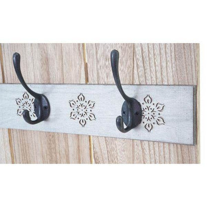 Wandgarderobe Garderobenpaneel Shabby-Look Vintage, 8 Haken 91x60cm ~ naturbraun - Palo24