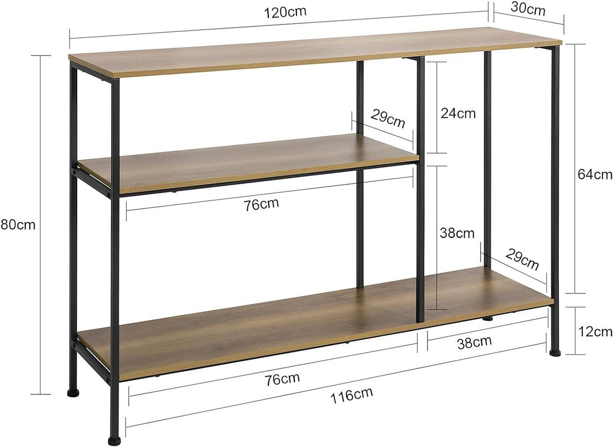 Konsolentisch mit 3 Ablagen | Flurtisch | Sideboard Metall | FSB35-PF - Palo24