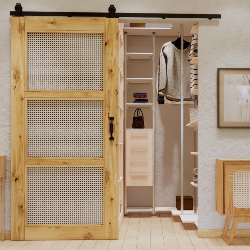 Schiebetür im rustikalen Stil mit Rattan ALTEA 100x210 Naturöl - Palo24