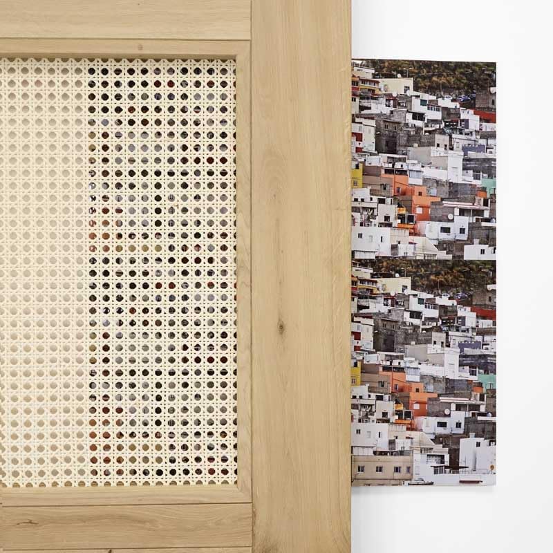 Schiebetür im rustikalen Stil mit Rattan ALTEA 100x210 Rohholz - Palo24