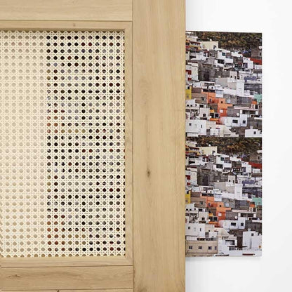 Schiebetür im rustikalen Stil mit Rattan ALTEA 100x210 Rohholz - Palo24