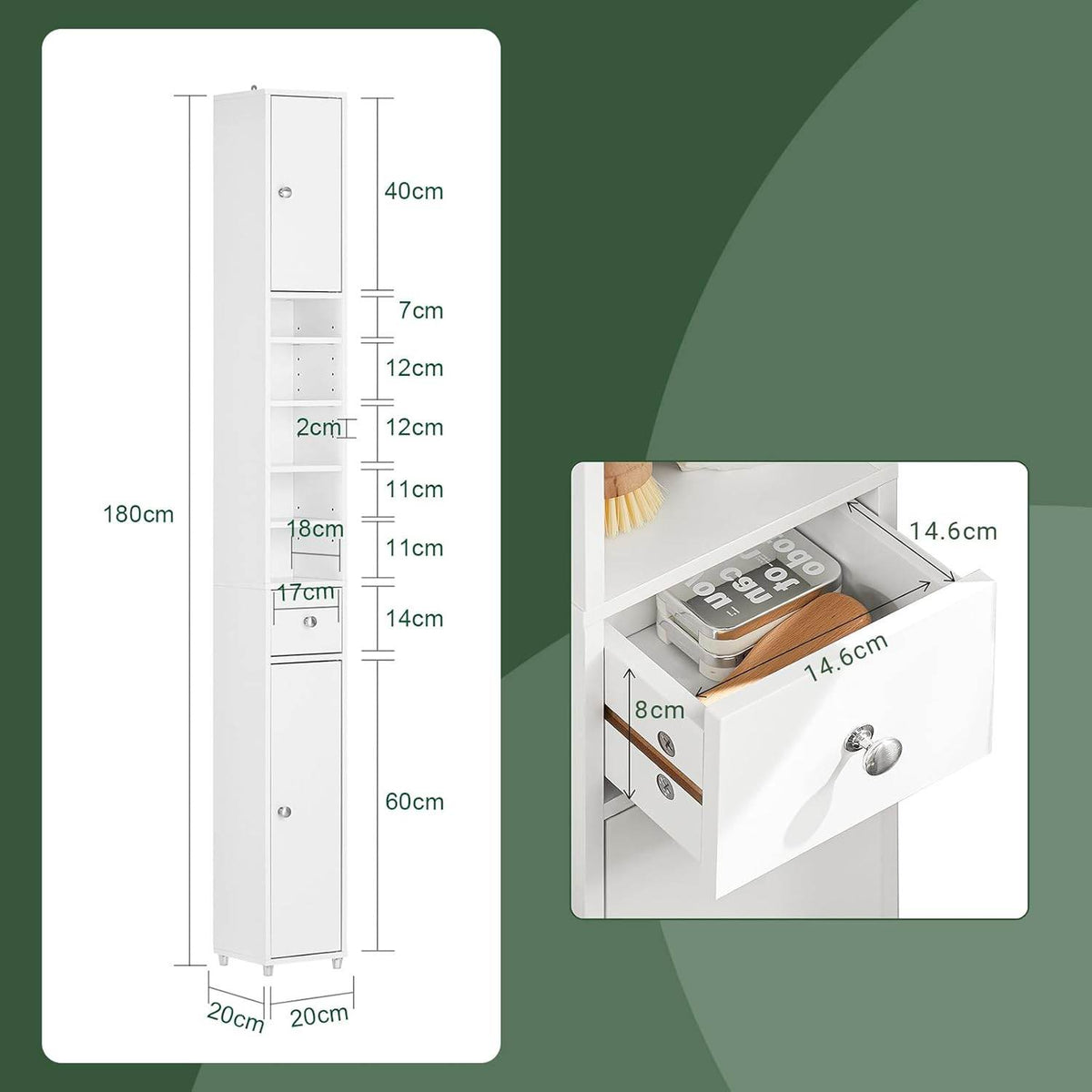 Bad Hochschrank | Badschrank | Badregal Weiss BZR34-W - Palo24