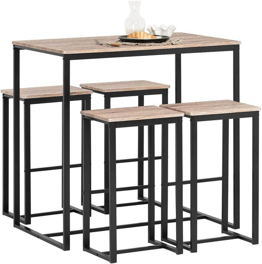 Bartisch mit 4 Hockern | Bartisch set | Stehtisch | 5-teilig | OGT15-N - Palo24