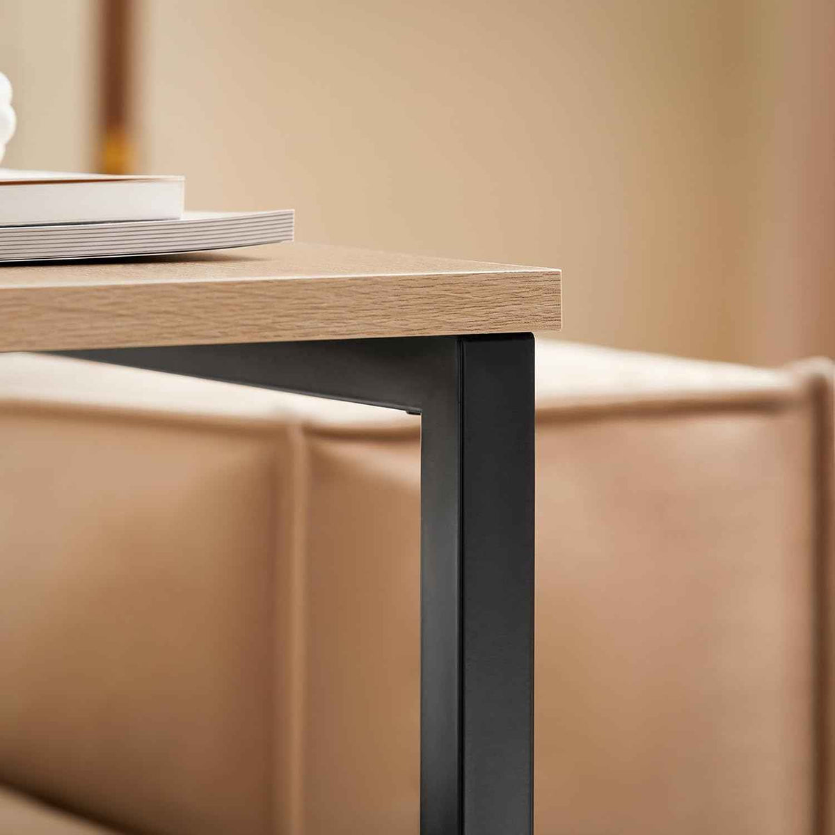 Beistelltisch Metall | Laptoptisch | Natur/Schwarz