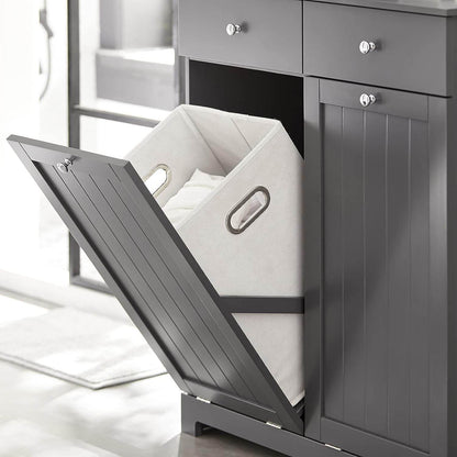 Wäscheschrank mit 2 Wäschesäcke | Wäschesammler | Wäschekorb Grau | BZR33-DG - Palo24