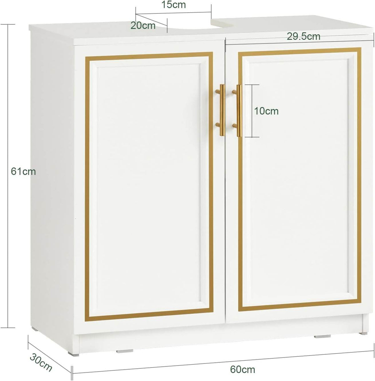 Waschbeckenunterschrank | Badschrank | Waschtisch | Weiß+Gold | BZR86-W - Palo24