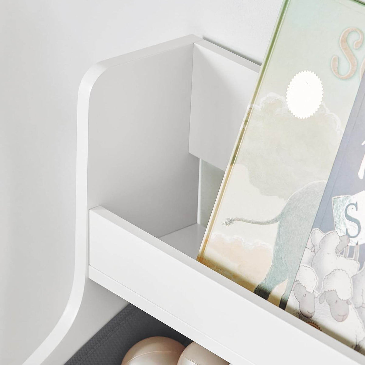 Kinderregal mit 2 Stoffboxen | Bücherregal | Spielzeugtruhe mit Rollen | KMB71-W - Palo24