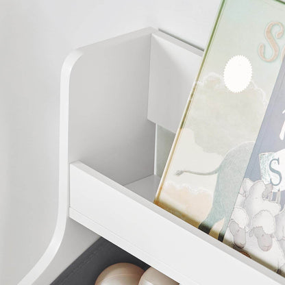 Kinderregal mit 2 Stoffboxen | Bücherregal | Spielzeugtruhe mit Rollen | KMB71-W - Palo24