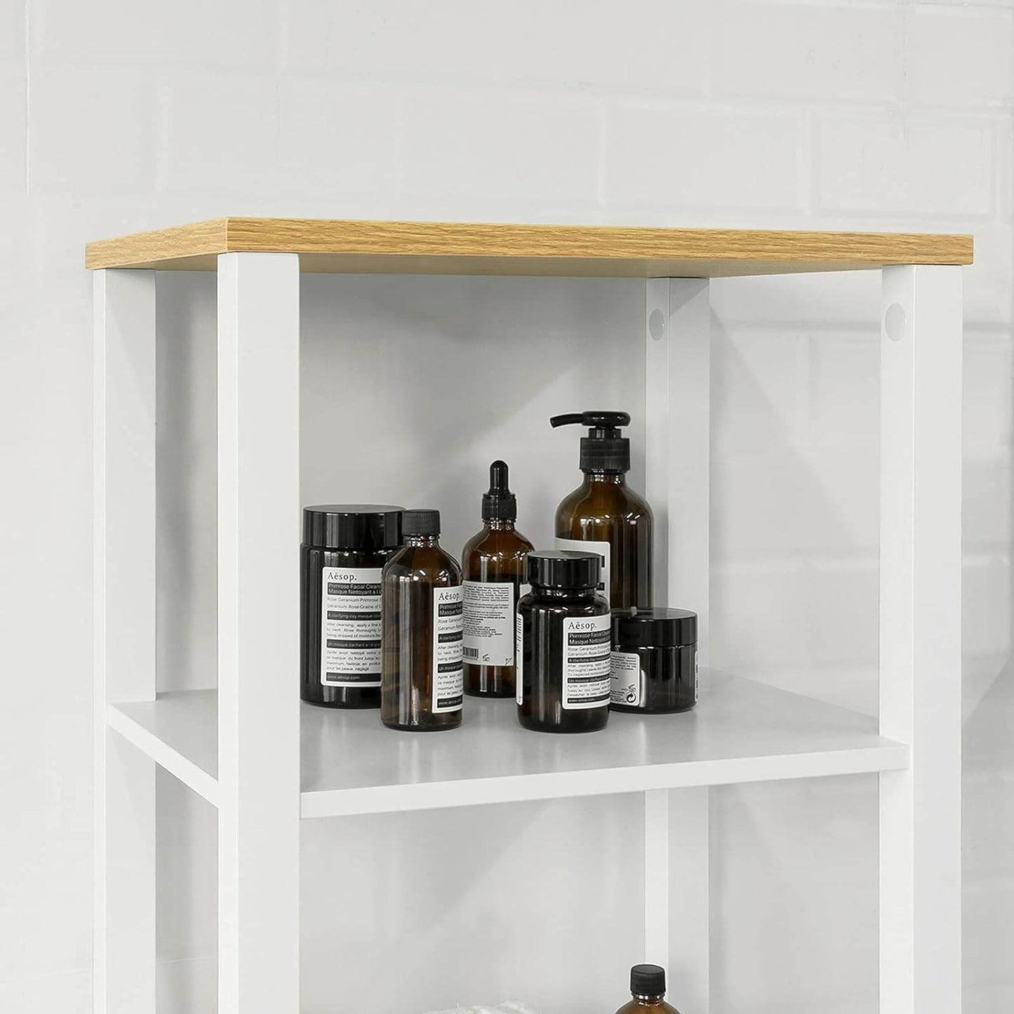 Bad Hochschrank | Badschrank Weiss Badezimmermöbel | BZR43-W - Palo24