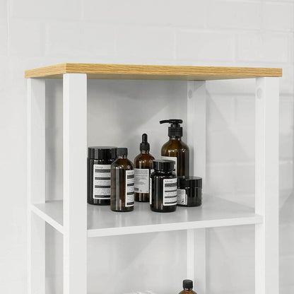 Bad Hochschrank | Badschrank Weiss Badezimmermöbel | BZR43-W - Palo24