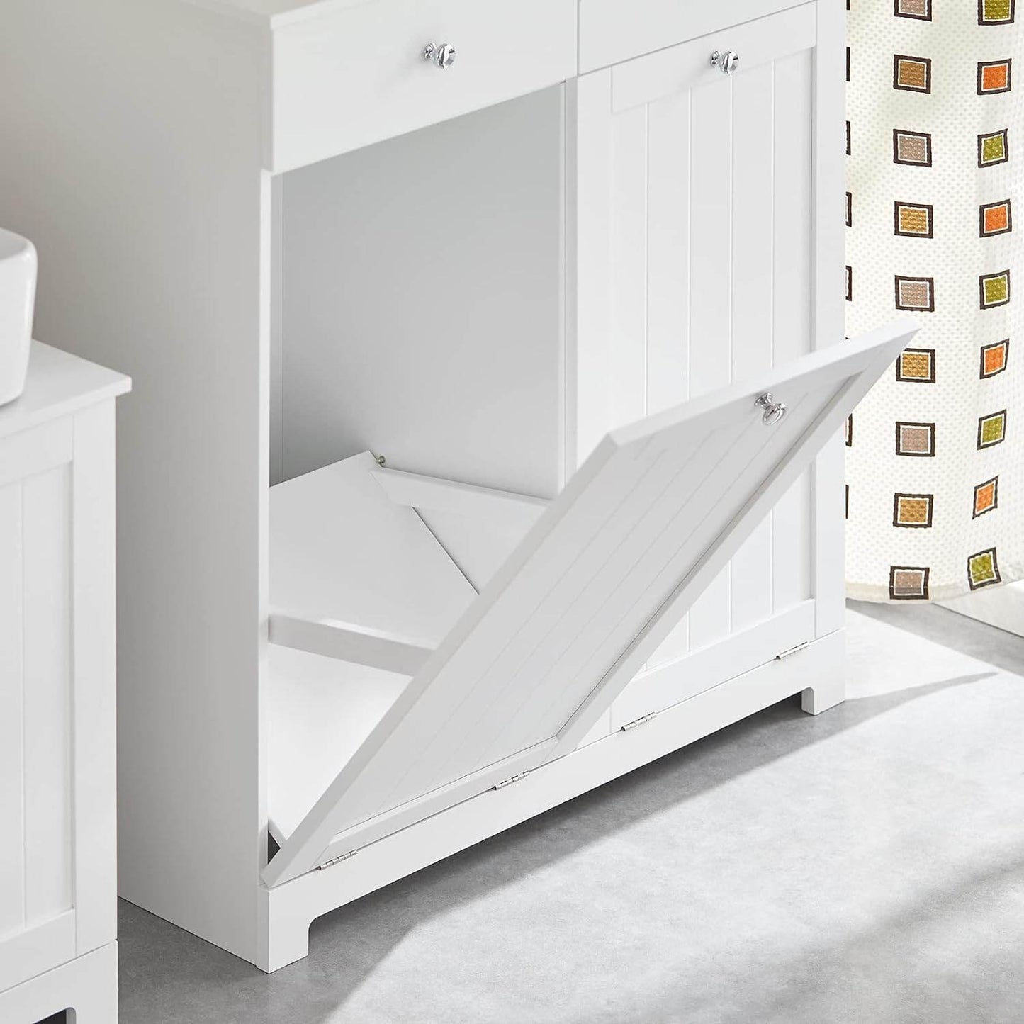 Wäscheschrank mit 2 Wäschesäcke | Wäschesammler | Wäschekorb Weiss BZR33-W - Palo24