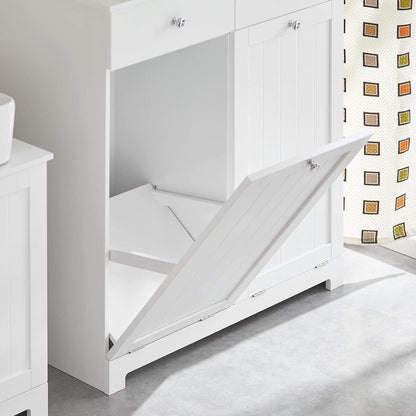 Wäscheschrank mit 2 Wäschesäcke | Wäschesammler | Wäschekorb Weiss BZR33-W - Palo24