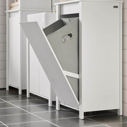 Wäscheschrank mit ausklappbarem Wäschesack | Wäschesammler | Wäschekorb | Weiss BZR100-W - Palo24