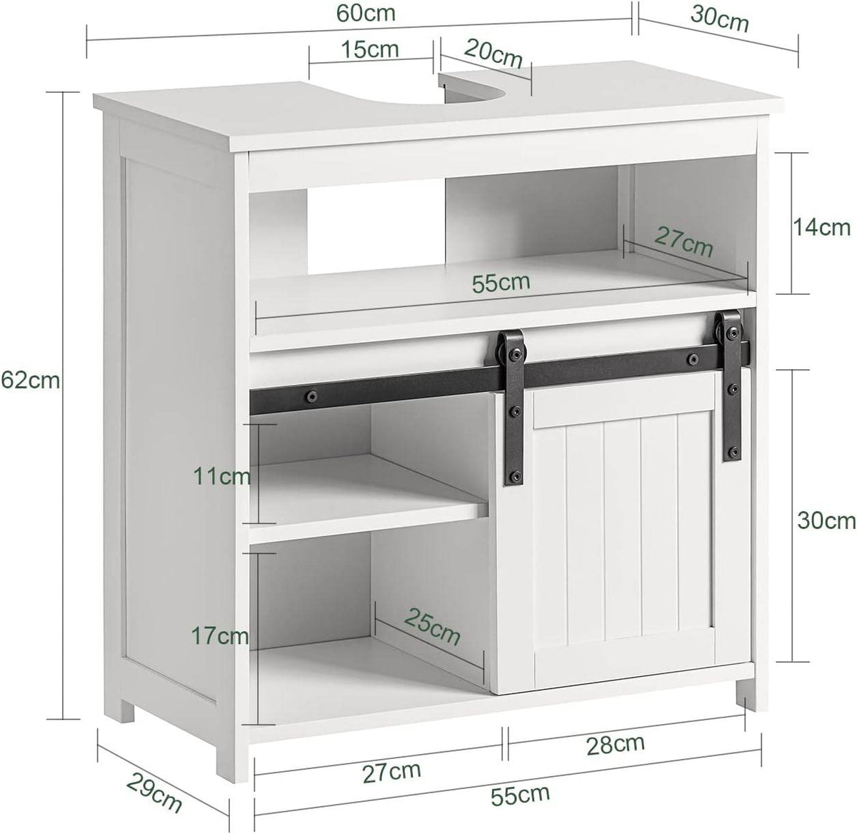 Waschbeckenunterschrank | Badschrank | Waschtisch Weiss BZR61-W - Palo24