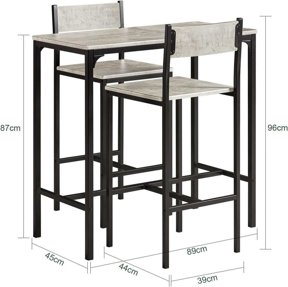 Bartisch mit 2 Hockern | Bartisch set | 3-teilig | OGT03-HG - Palo24