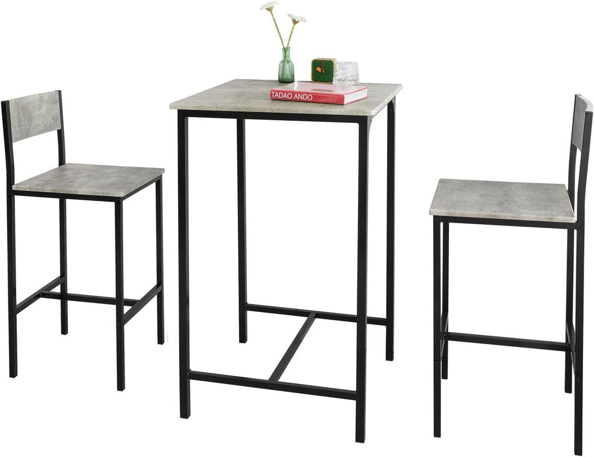 Bartisch mit 2 Barhocker | Bartisch set | 3-teilig | grau | OGT27-HG - Palo24