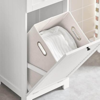 Wäscheschrank mit Wäschesack | Wäschesammler | Wäschekorb Weiss BZR73-W - Palo24