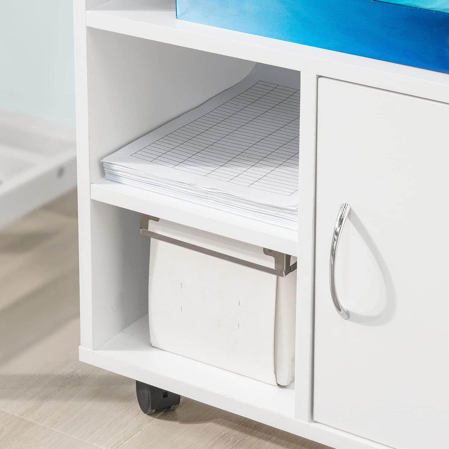 Druckertisch mit Schublade | Beistelltisch | Couchtisch Weiss FBT106-W - Palo24
