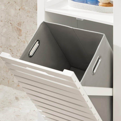 Wäscheschrank mit Wäschesack | Wäschesammler | Wäschekorb Weiss BZR67-W - Palo24