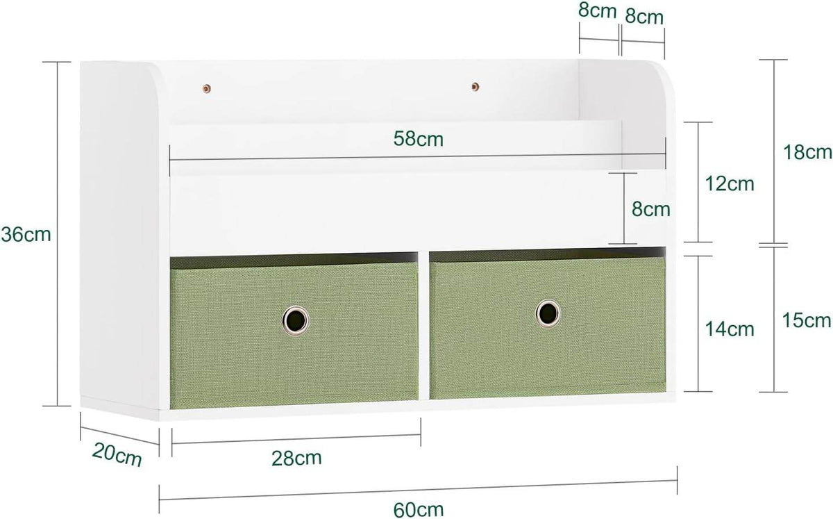 Kinderregal | Wandgarderobe | Bücherregal für Kinder | Grün Weiss KMB81-W - Palo24