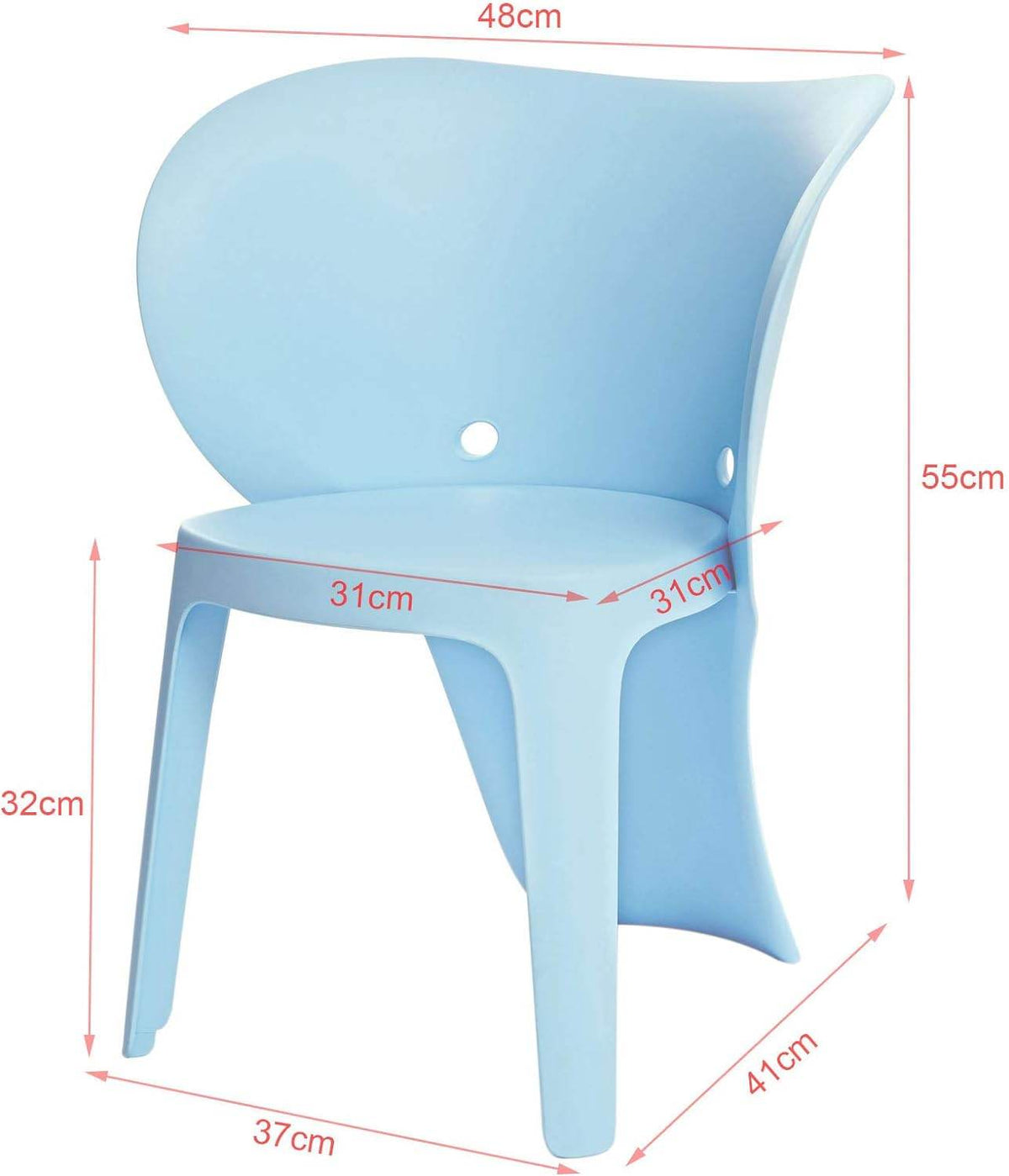 Kinderstuhl mit Lehne | Stühlchen | Sitzhöhe 32cm | Elefant Blau | KMB12-Bx2 - Palo24