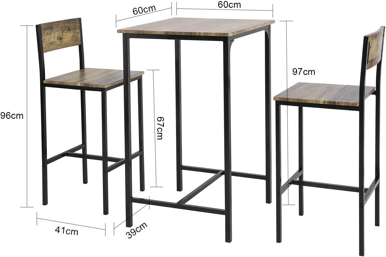 Bartisch mit 2 Barhocker | Bartisch set | 3-teilig | OGT27-N - Palo24