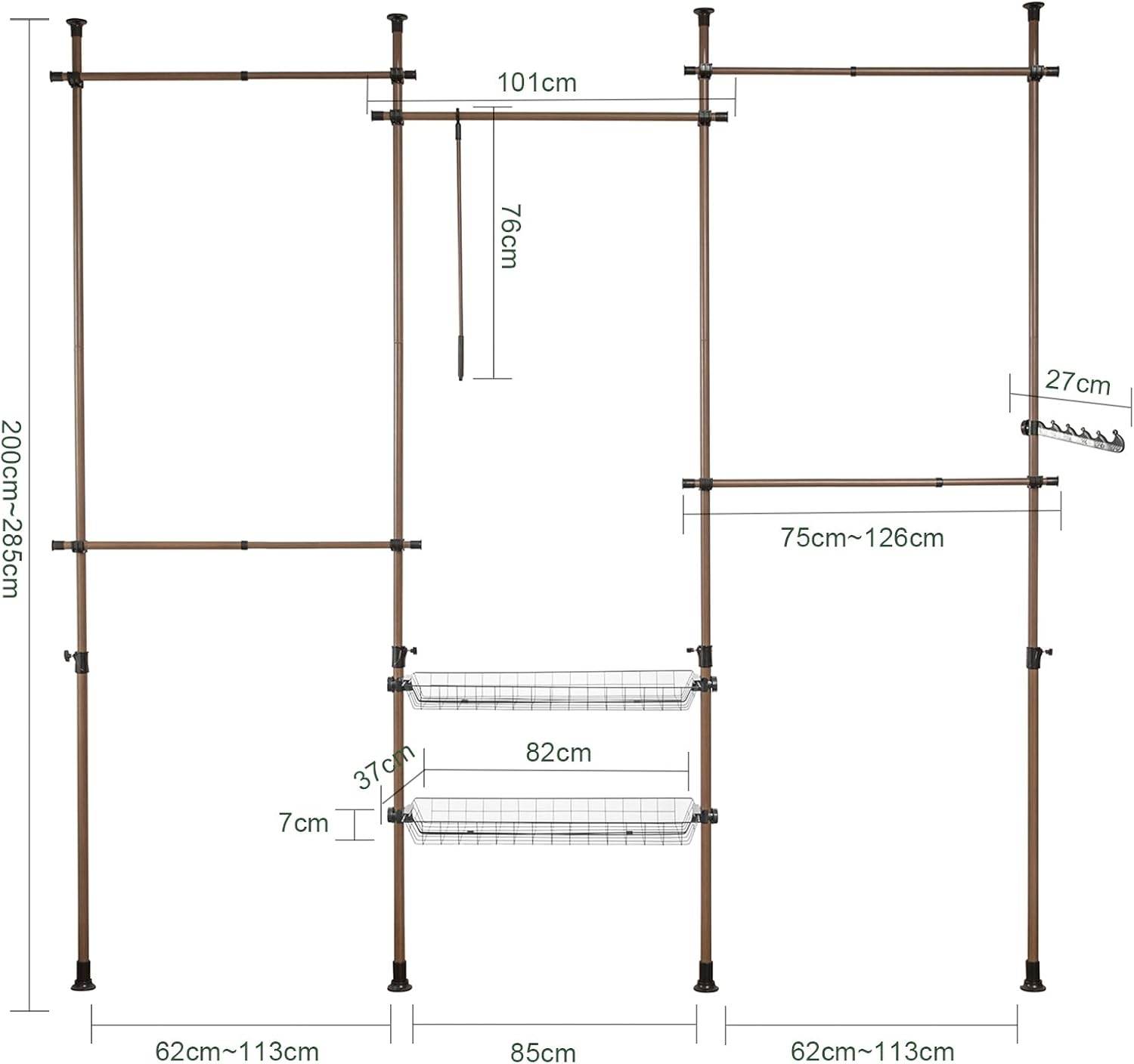 Teleskop Kleiderstange | Kleiderstangen System | Regalsystem | KLS04-BR - Palo24