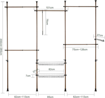 Teleskop Kleiderstange | Kleiderstangen System | Regalsystem | KLS04-BR - Palo24