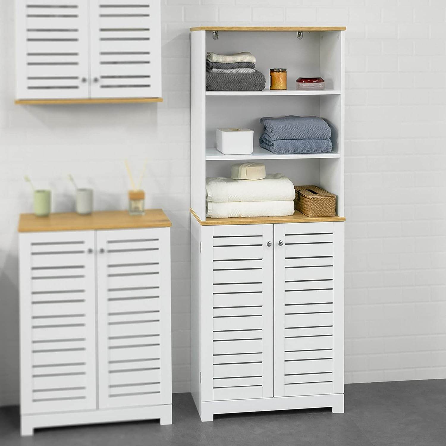 Badezimmer Hochschrank | Badschrank Weiss Badezimmermöbel | BZR44-W - Palo24