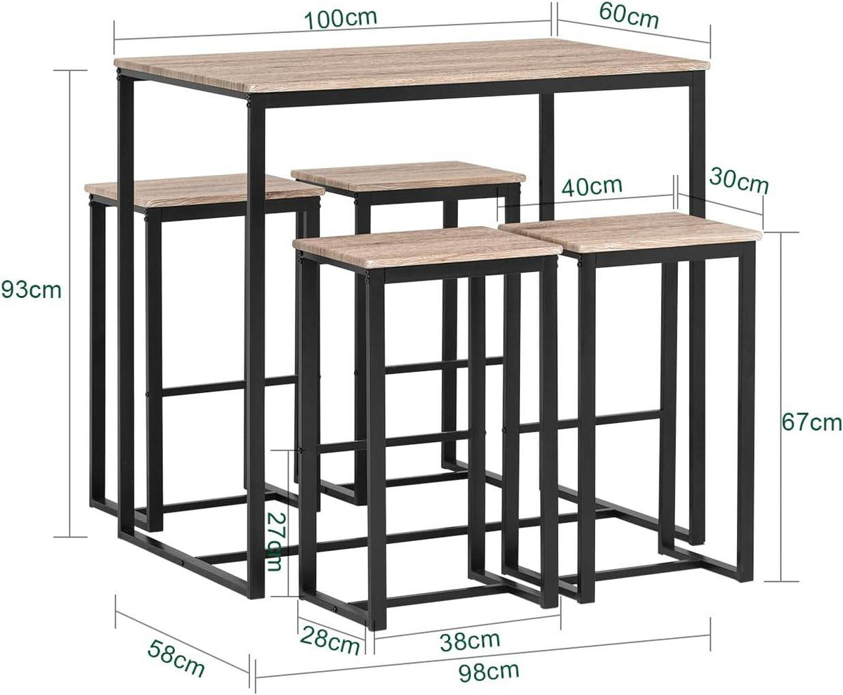 Bartisch mit 4 Hockern | Bartisch set | Stehtisch | 5-teilig | OGT15-N - Palo24