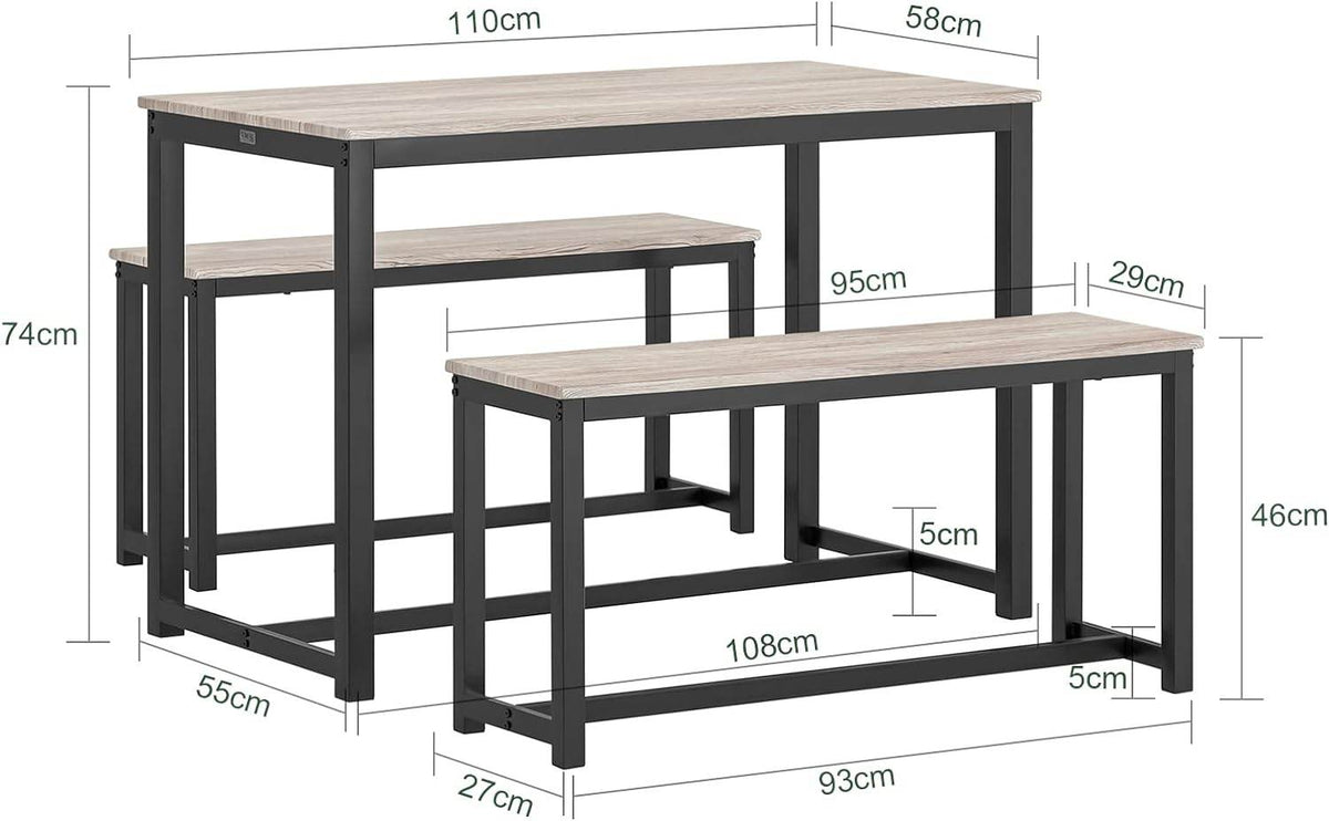 3-teilig Essgruppe | Sitzgruppe | Küchentisch-Set | OGT25-HN - Palo24
