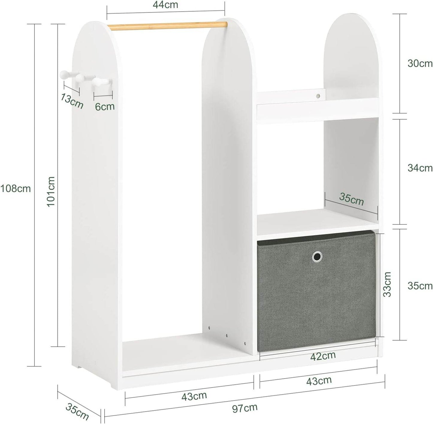 Kindergarderobe | Kleiderschrank Kinder | Kinderzimmer | KMB40-W - Palo24