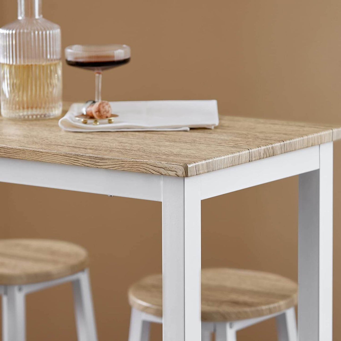 5-teilig Bartisch mit 4 Stühlen | Esstisch set | Stehtisch | Sitzgruppe | Weiss-Natur | OGT22-WN - Palo24