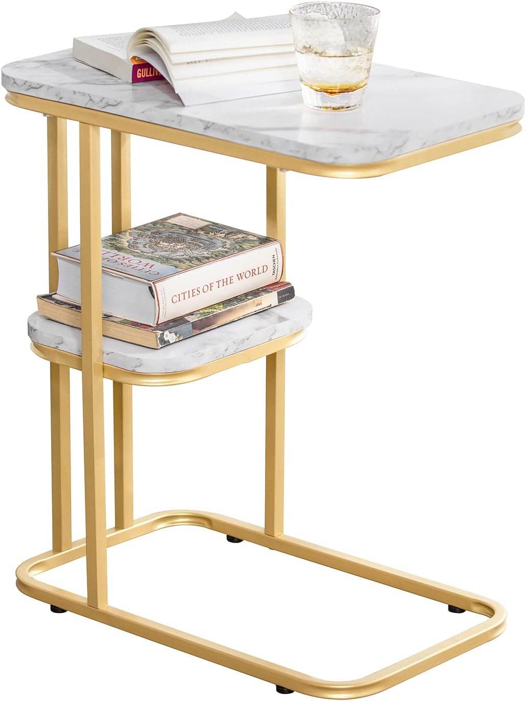 Beistelltisch | Pflegetisch mit goldenem Metallgestell | Couchtisch Sofa | FBT110-G - Palo24