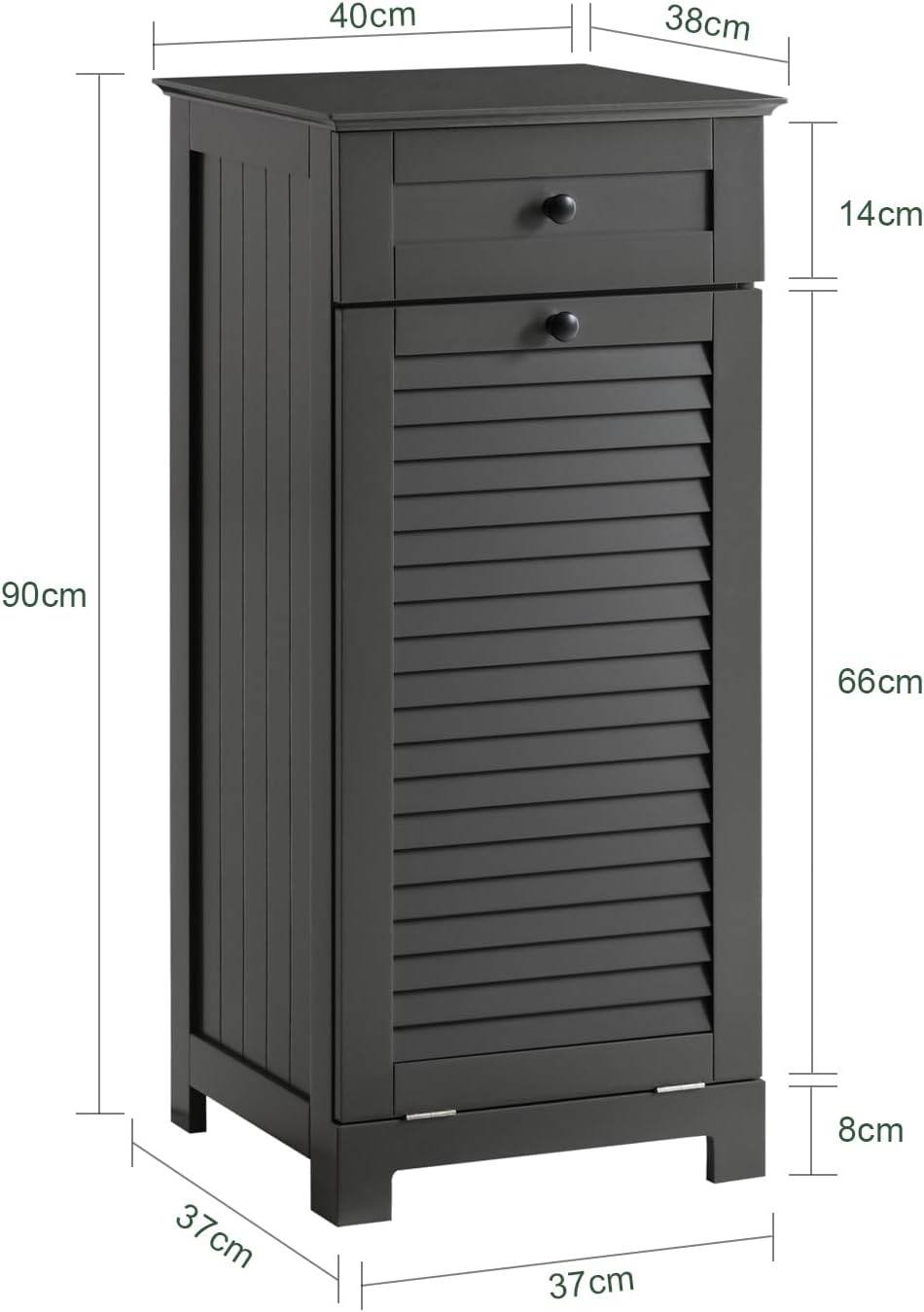 Wäscheschrank mit Wäschesack | Wäschesammler | Wäschekorb | Dunkelgrau | BZR73-DG - Palo24