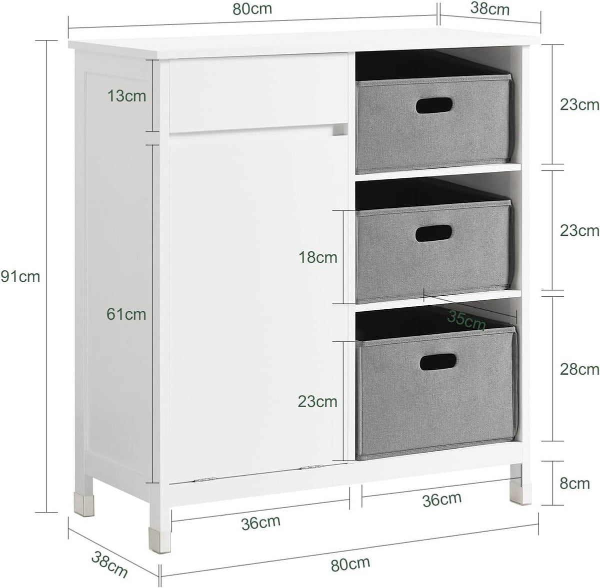 Wäscheschrank | Wäschesammler | Wäschekorb | Badezimmerschrank Weiss BZR77-W - Palo24