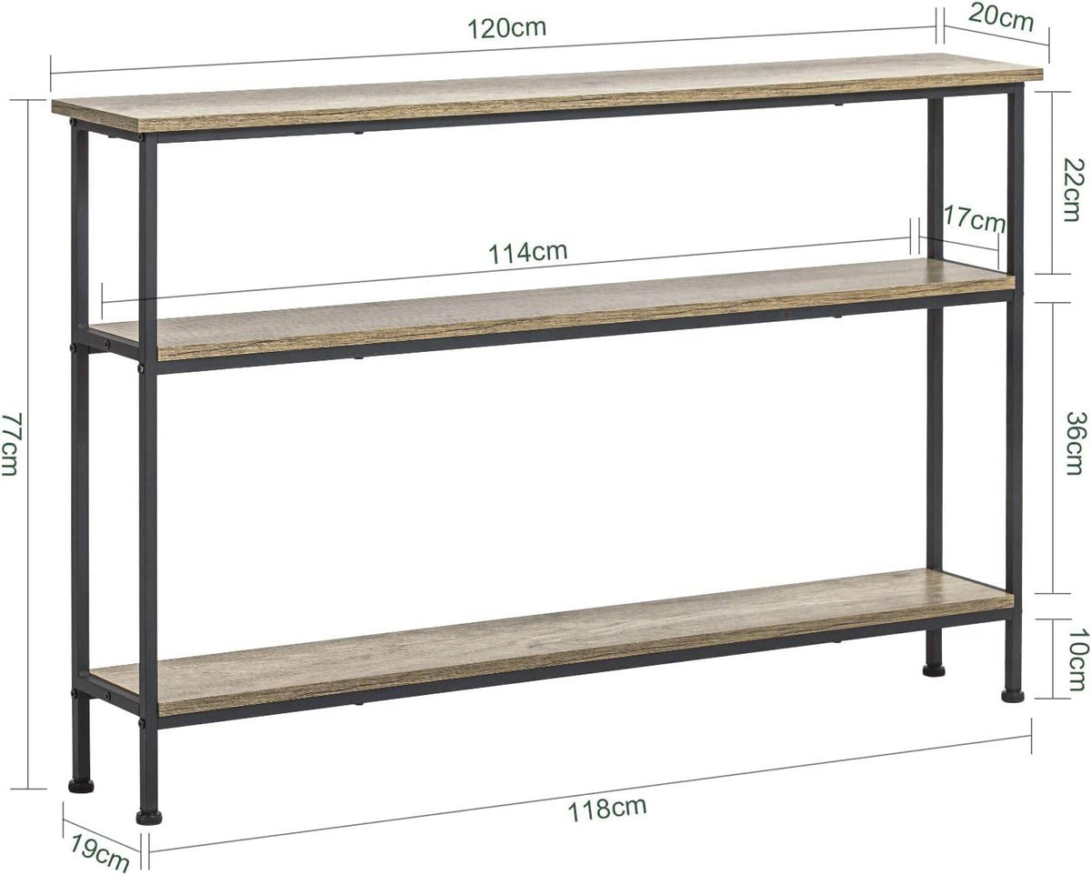Konsolentisch mit 3 Ablagen | Flurtisch | Beistelltisch Metall | FSB49-PZ - Palo24