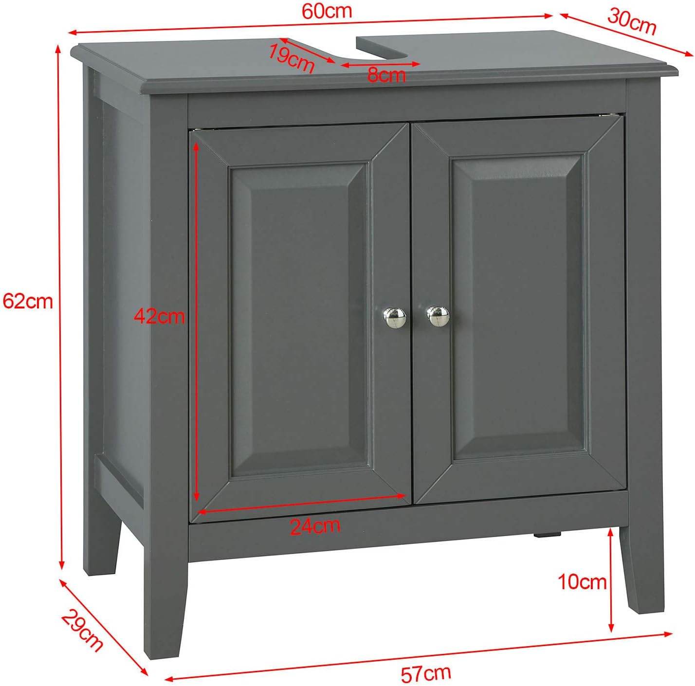 Waschbeckenunterschrank Dunkelgrau | Badezimmerschrank | Landhaus | FRG202-DG - Palo24