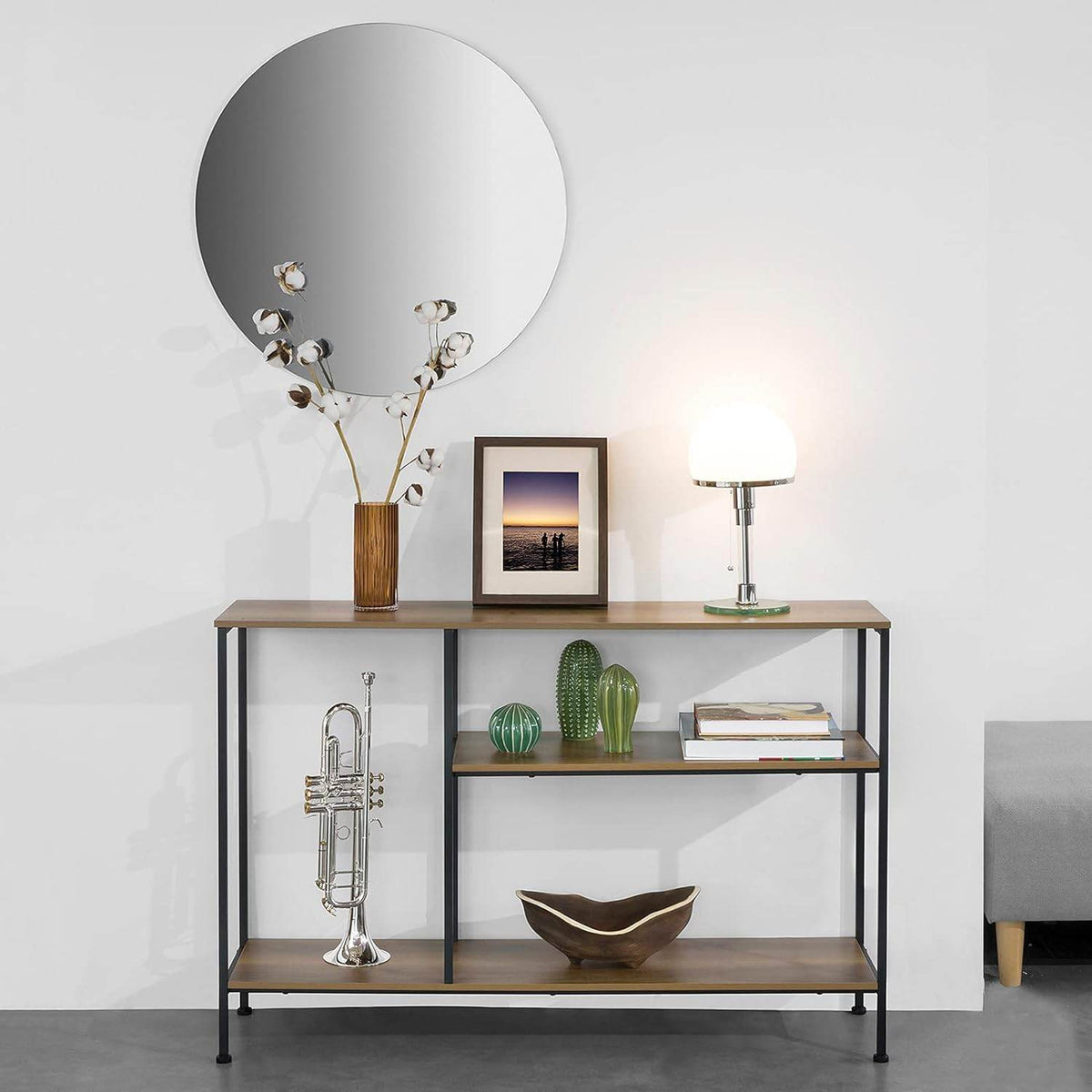 Konsolentisch mit 3 Ablagen | Flurtisch | Sideboard Metall | FSB35-PF - Palo24