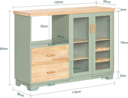 Sideboard mit 2 Glastüren | Küchenschrank | Kommode | Flurschrank | Grün - Palo24