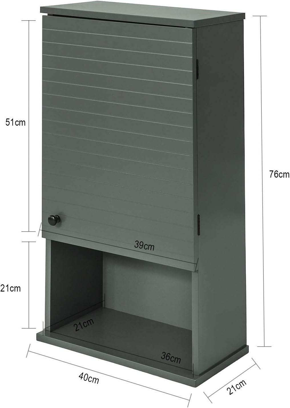 Hängeschrank Bad | Wandschrank | Medizinschrank | Dunkelgrau | BZR25-DG - Palo24