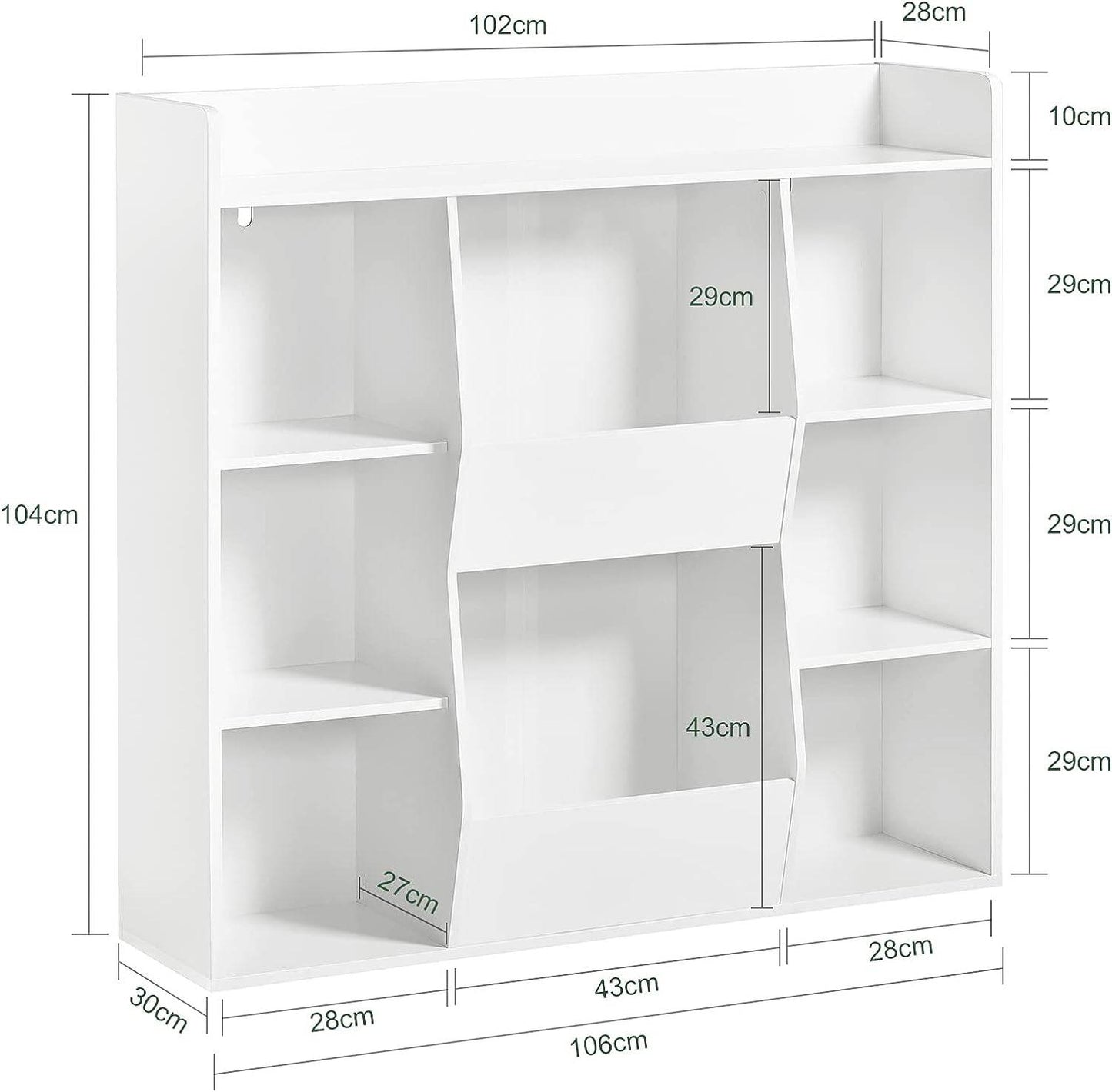 Kinderbücherregal | Spielzeugtruhe | Aufbewahrungsregal für Kinder | Weiss KMB55-W - Palo24