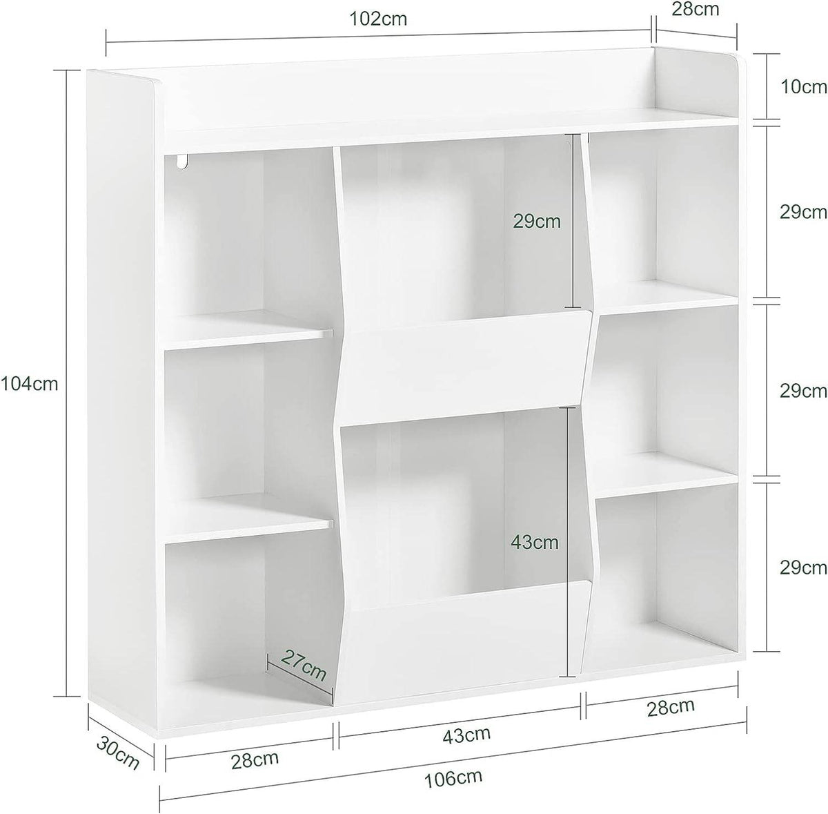 Kinderbücherregal | Spielzeugtruhe | Aufbewahrungsregal für Kinder | Weiss KMB55-W - Palo24