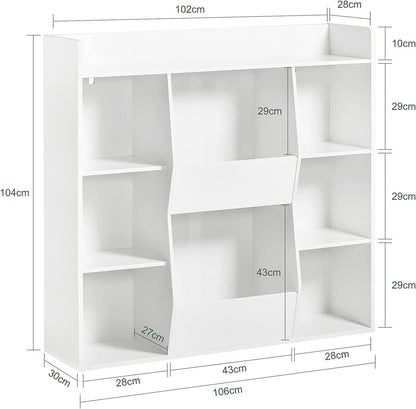 Kinderbücherregal | Spielzeugtruhe | Aufbewahrungsregal für Kinder | Weiss KMB55-W - Palo24